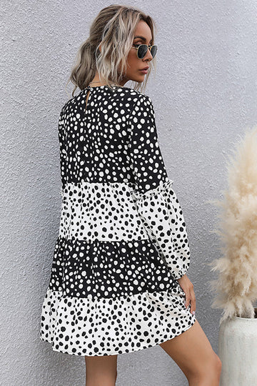 Black Polka Dots Long Sleeves Casual Dress